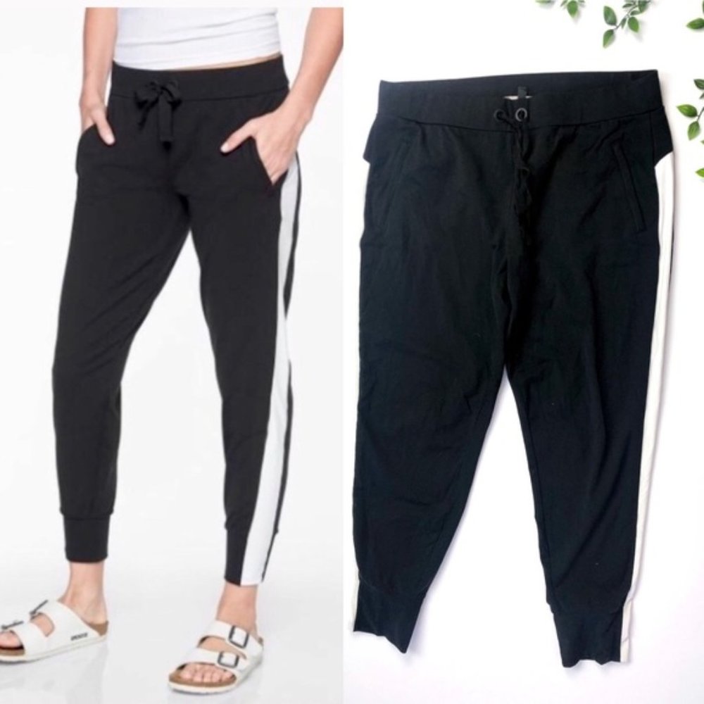Athleta Black Metro Track Side Stripe Jogger